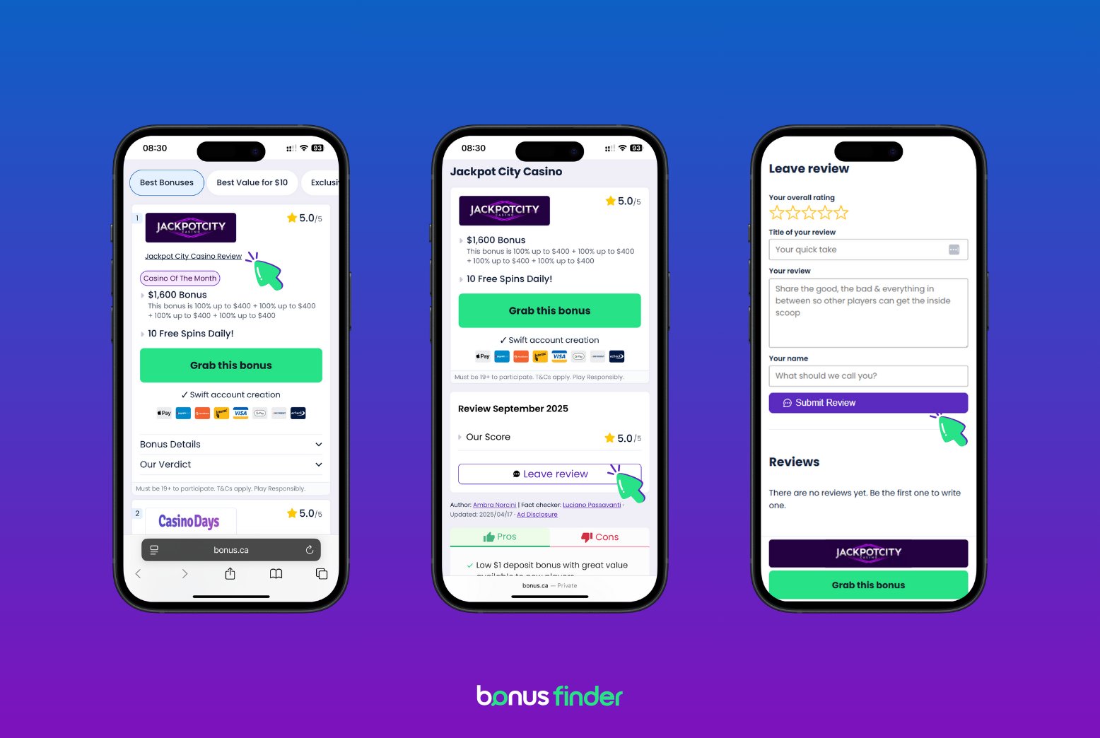 How to leave a review on BonusFinder