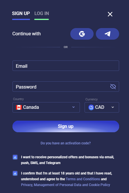 Legzo casino signup