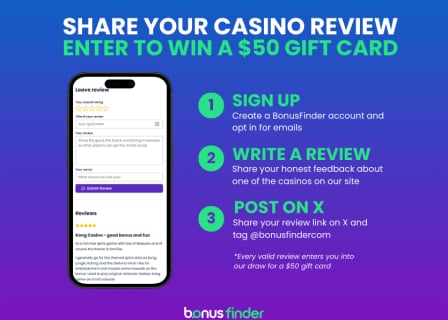 Leave a review at BonusFinder and win $50 gift card