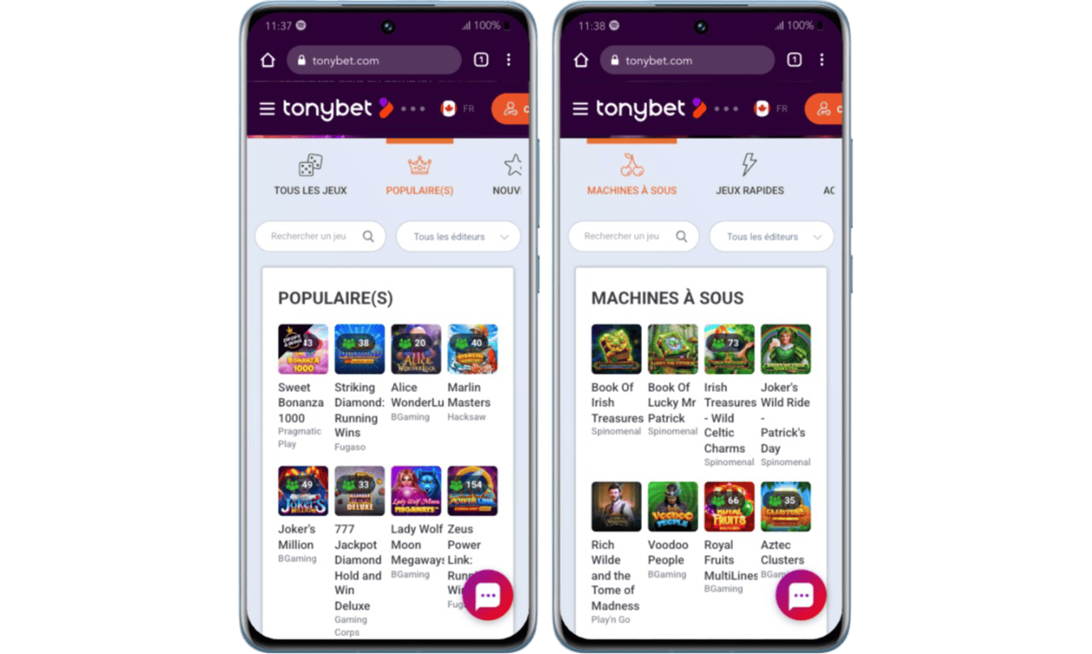 Bibliothèque de jeux TonyBet Casino